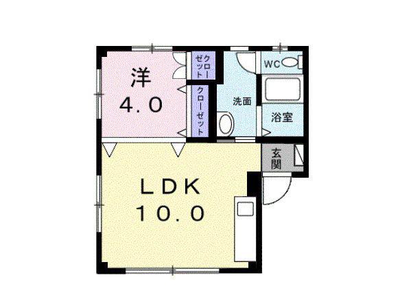 スカイコートハマダ(1LDK/1階)の間取り写真
