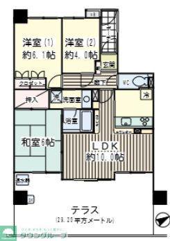 ナイスエスアリーナ南林間(3LDK/1階)の間取り写真
