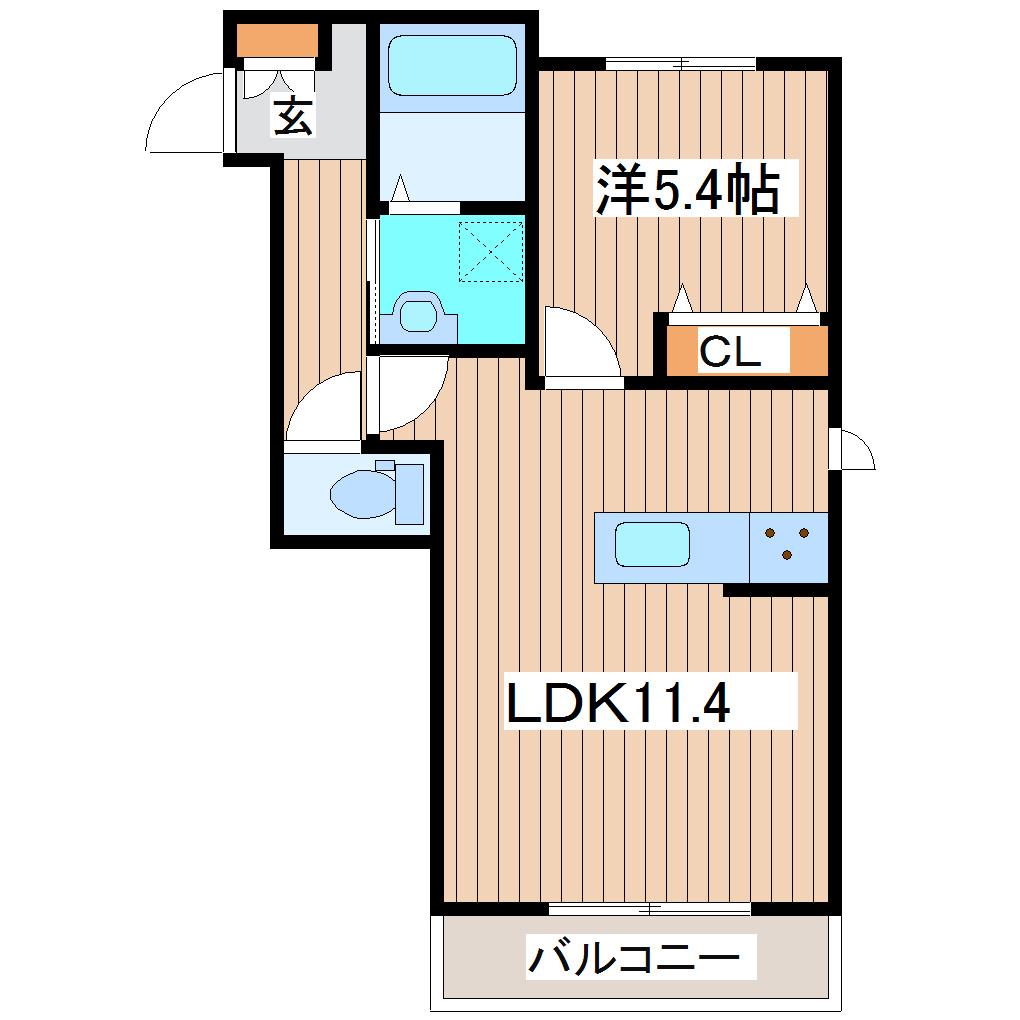 クオーレトモ米ヶ袋(1LDK/3階)の間取り写真