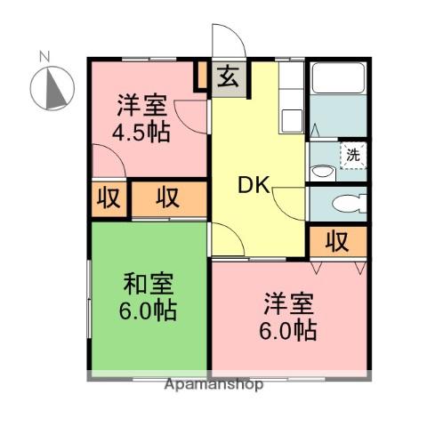 グリーンホーム風間(3DK/1階)の間取り写真