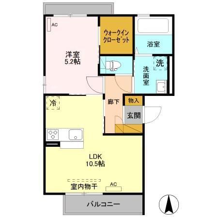 アイビス(1LDK/2階)の間取り写真