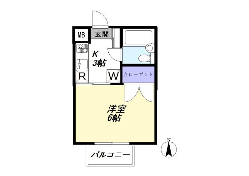 ハニーヒルズ(1K/2階)の間取り写真