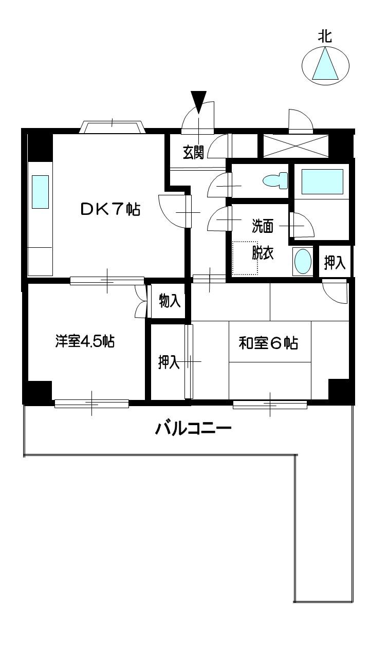 ライフイン光菊(2DK/2階)の間取り写真