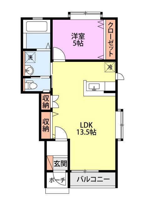 ベレーザI(1LDK/1階)の間取り写真