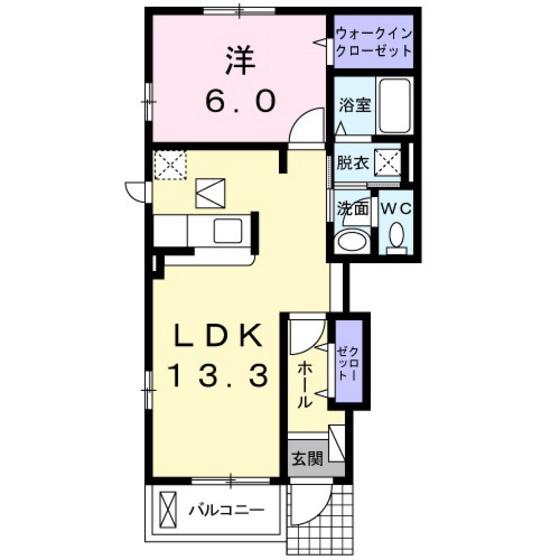 コンシェルジュ颯II(1LDK/1階)の間取り写真