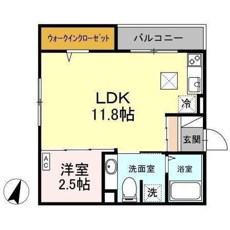 ヴィラージュ A棟(1LDK/1階)の間取り写真