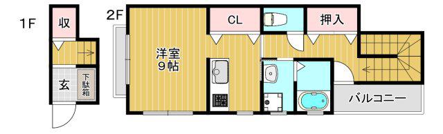 シャーメゾンY´S B棟(1LDK/2階)の間取り写真