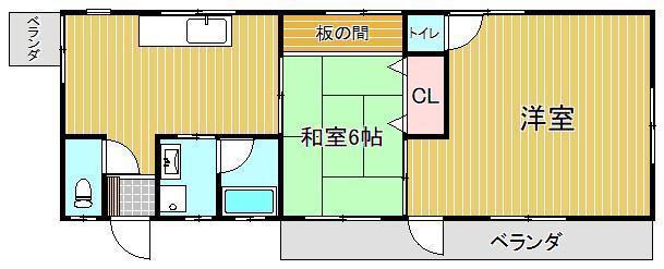 サンライフグランデージュE棟(2DK/2階)の間取り写真