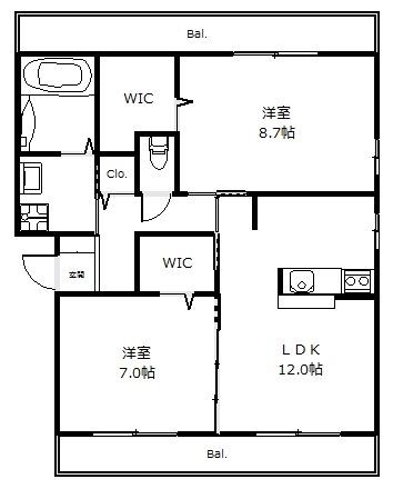 ストラーダ(2LDK/3階)の間取り写真