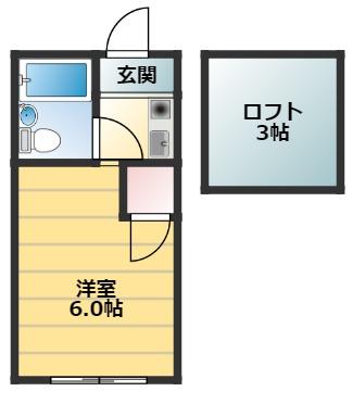 ルーブルハウス(ワンルーム/1階)の間取り写真