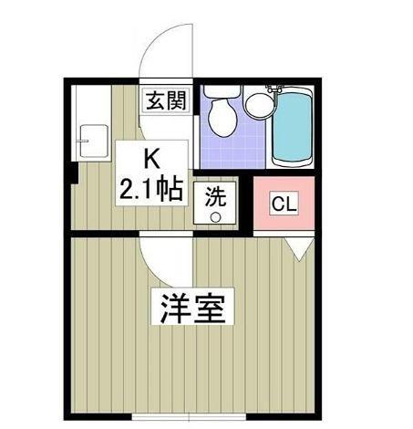 シティハイム国恵ハイムB(1K/1階)の間取り写真