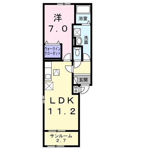 シルフィード(1LDK/1階)の間取り写真