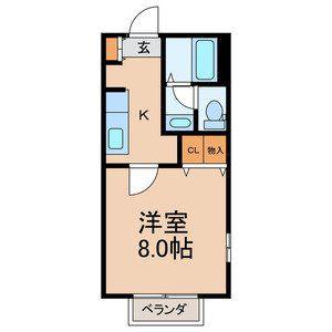 モンフレール都賀(1K/2階)の間取り写真