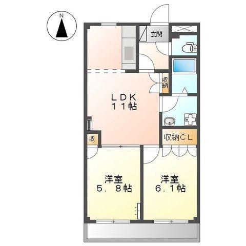 マンションソレイユ(2LDK/1階)の間取り写真