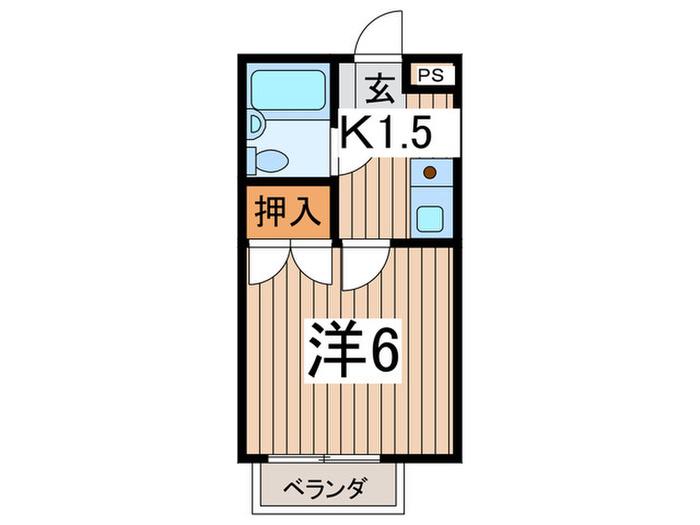 カーサスズキ5B棟(1K/2階)の間取り写真