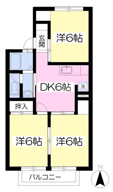 コーポ阿部A(3DK/2階)の間取り写真