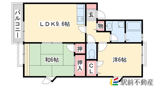 アムール8 A(2LDK/2階)の間取り写真
