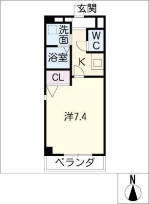 クレセール新栄(1K/3階)の間取り写真
