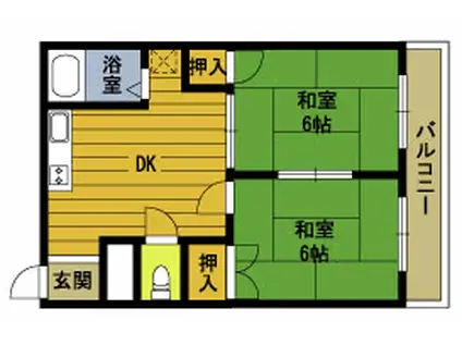 コーポともみ(2DK/2階)の間取り写真