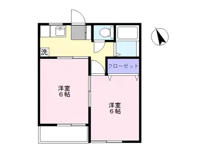 ベルセゾン(2K/1階)の間取り写真