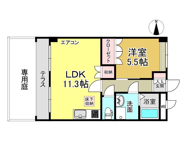 サニーコート冨士(1LDK/1階)の間取り写真