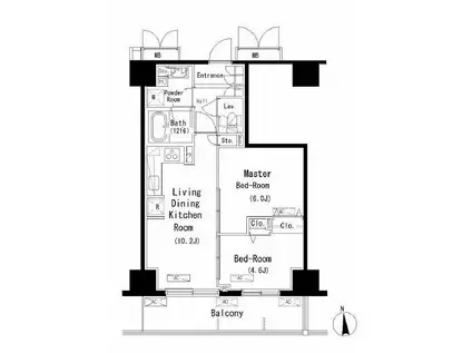 PARK AXIS元浅草STAGE(2LDK/15階)の間取り写真