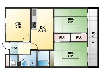 シャトーシュベルグ(3LDK/2階)の間取り写真