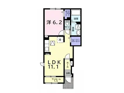 キャンディハウスII(1LDK/1階)の間取り写真