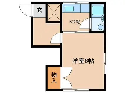 金子荘(1K/2階)の間取り写真