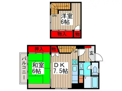 オクタビアヒルD(2DK/4階)の間取り写真