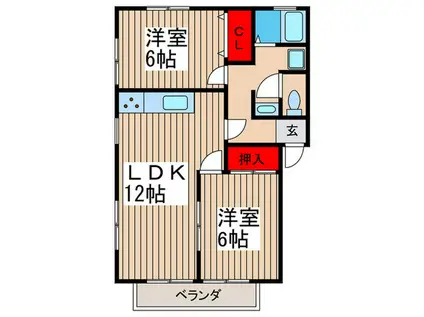 ラ・ベルセゾン(2LDK/1階)の間取り写真