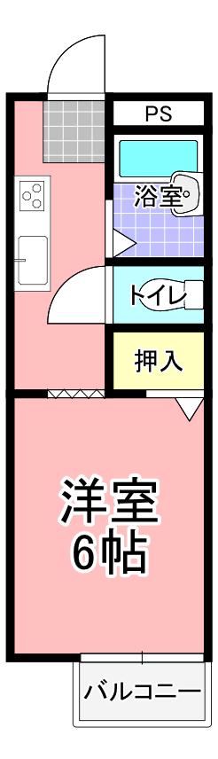あきやまハイツ B棟(ワンルーム/1階)の間取り写真