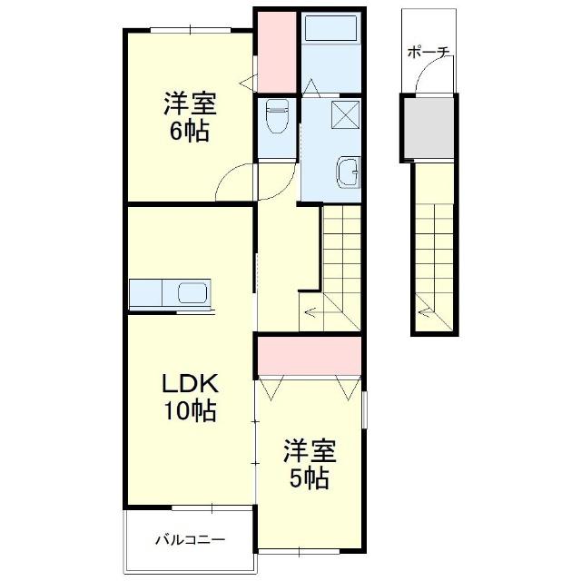 笠麓館北(2LDK/2階)の間取り写真