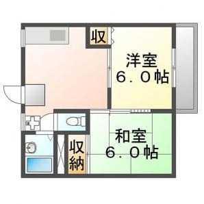 花登ハイツ(2DK/2階)の間取り写真