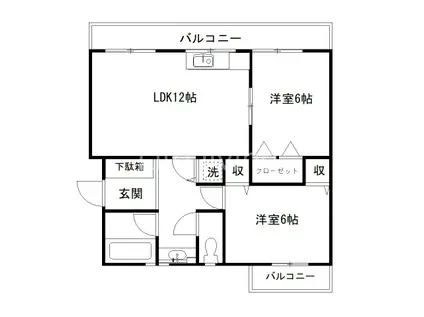 第二阿波ビル(2LDK/4階)の間取り写真