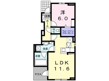 セピアコートI(1LDK/1階)の間取り写真