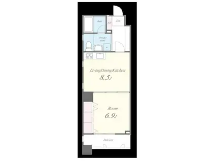 ボーベル長堀(1LDK/4階)の間取り写真