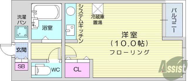 ブランドール河原町プラザ(ワンルーム/2階)の間取り写真