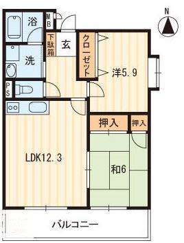 エトワール太田(2LDK/3階)の間取り写真