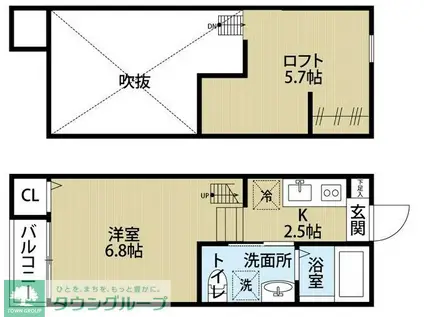 アクアプレイス日進(ワンルーム/2階)の間取り写真