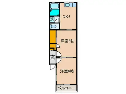 みさきスカイハイツ(2DK/1階)の間取り写真