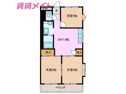 第二柴田ハイツ(3DK/2階)の間取り写真