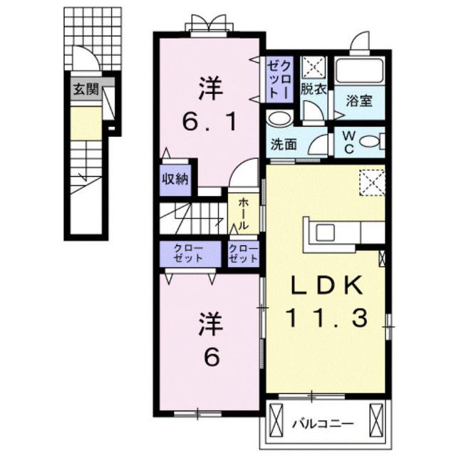 モンリーブル II(2LDK/2階)の間取り写真