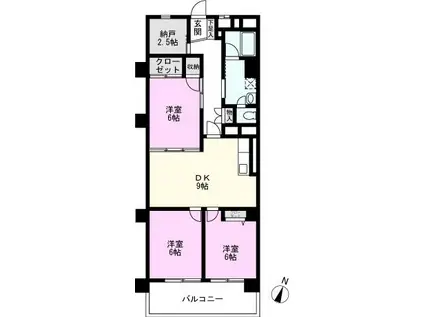 ニックハイム南越谷(3SDK/4階)の間取り写真