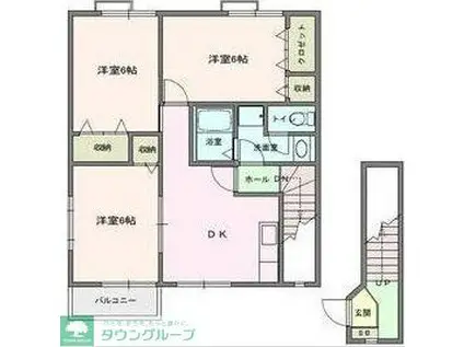 シャトーブリアンII(3DK/2階)の間取り写真