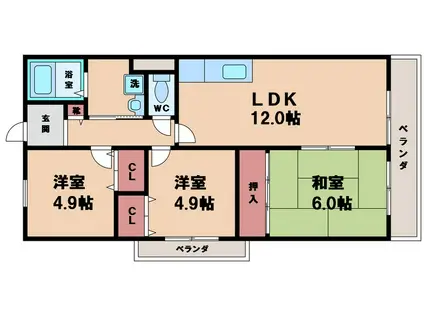 コーシャハイツ共立(3LDK/3階)の間取り写真