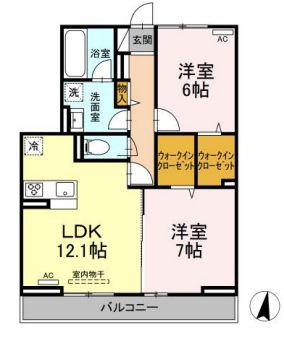 DーRESIDENCE西町(2LDK/3階)の間取り写真