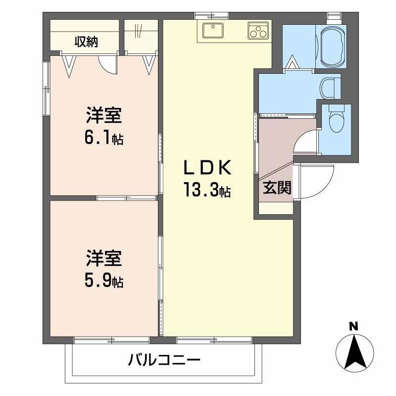 リモーネA(2LDK/1階)の間取り写真