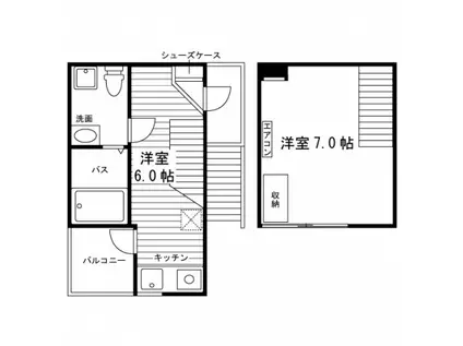 VERA(1DK/2階)の間取り写真