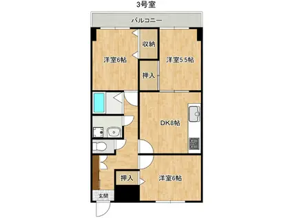 ニュー大松マンション(3DK/2階)の間取り写真